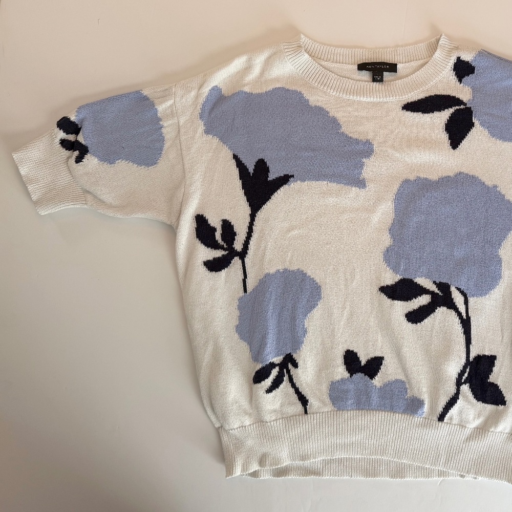 Ann Taylor Factory Lilac Flower Sweater